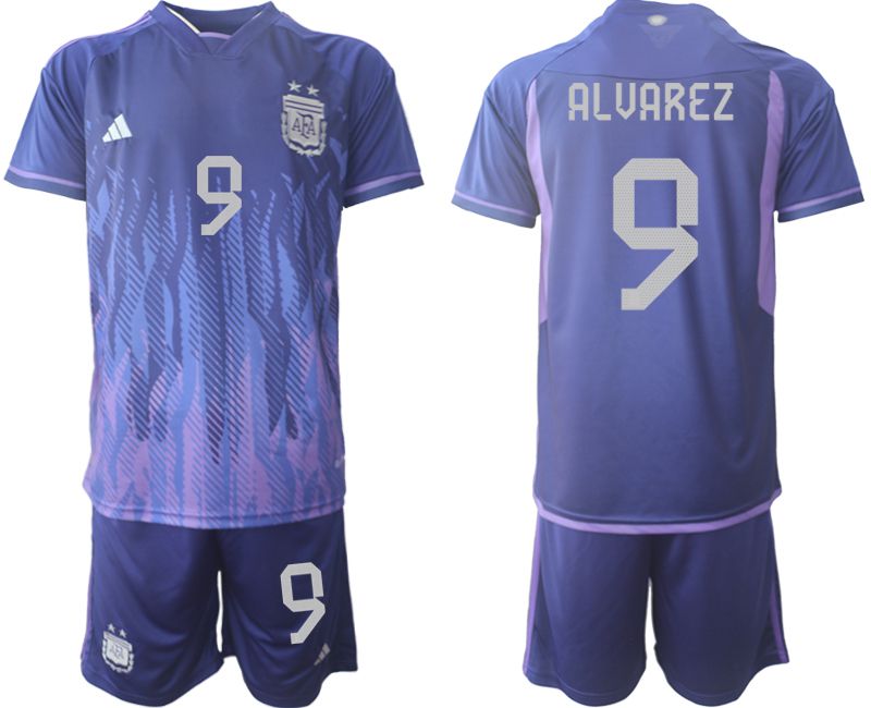 Men 2022 World Cup National Team Argentina away purple #9 Soccer Jersey
